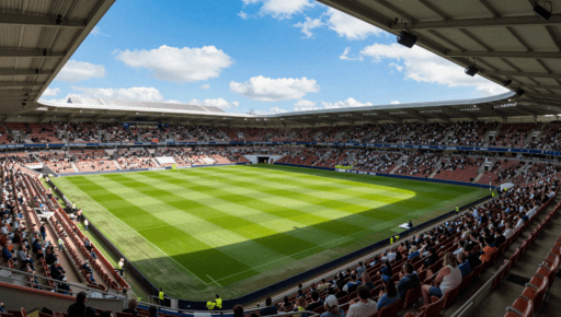 The Coventry Building Society Arena capacity shown with a full crowd watching a match.