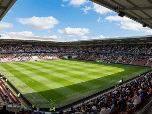 The Coventry Building Society Arena capacity shown with a full crowd watching a match.