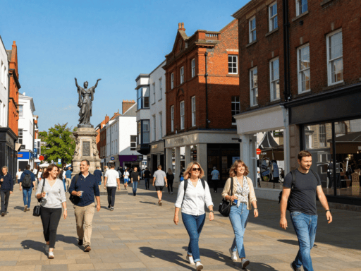 A busy scene of shoppers exploring the best coventry shops in the city centre.