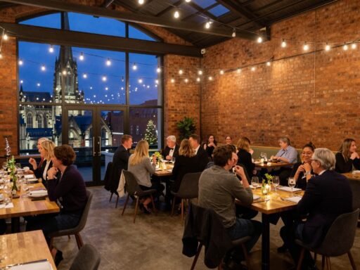 Modern function room hire Coventry venue with guests celebrating at a city-centre party