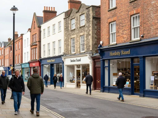 Shoppers and city-centre buildings on coventry corporation street in Coventry